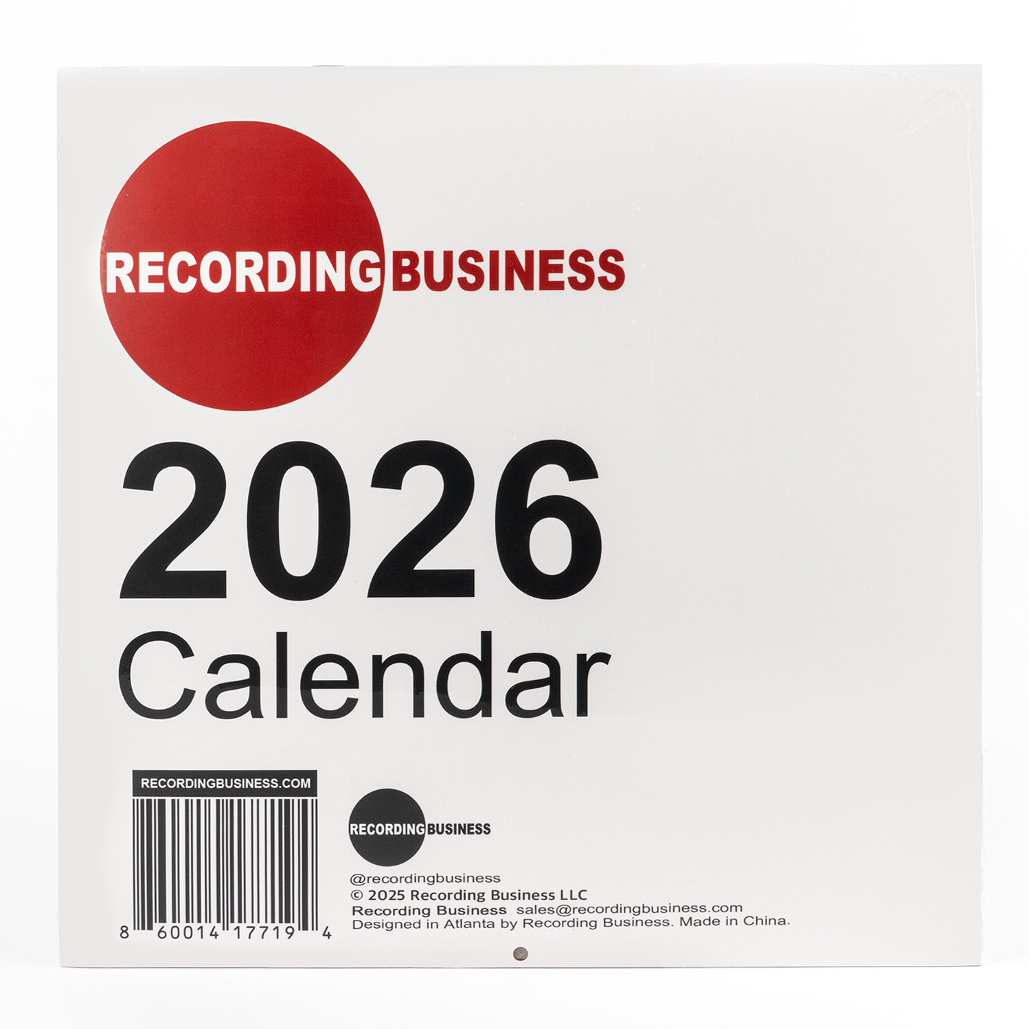 Back of Recording Business 2026 Music Calendar