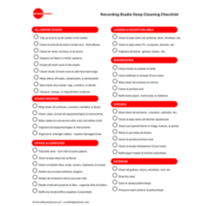Recording Studio Deep Cleaning Checklist