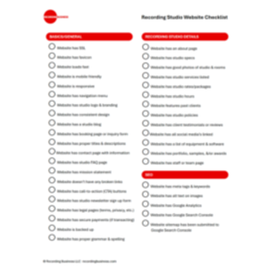 Recording Studio Website Checklist